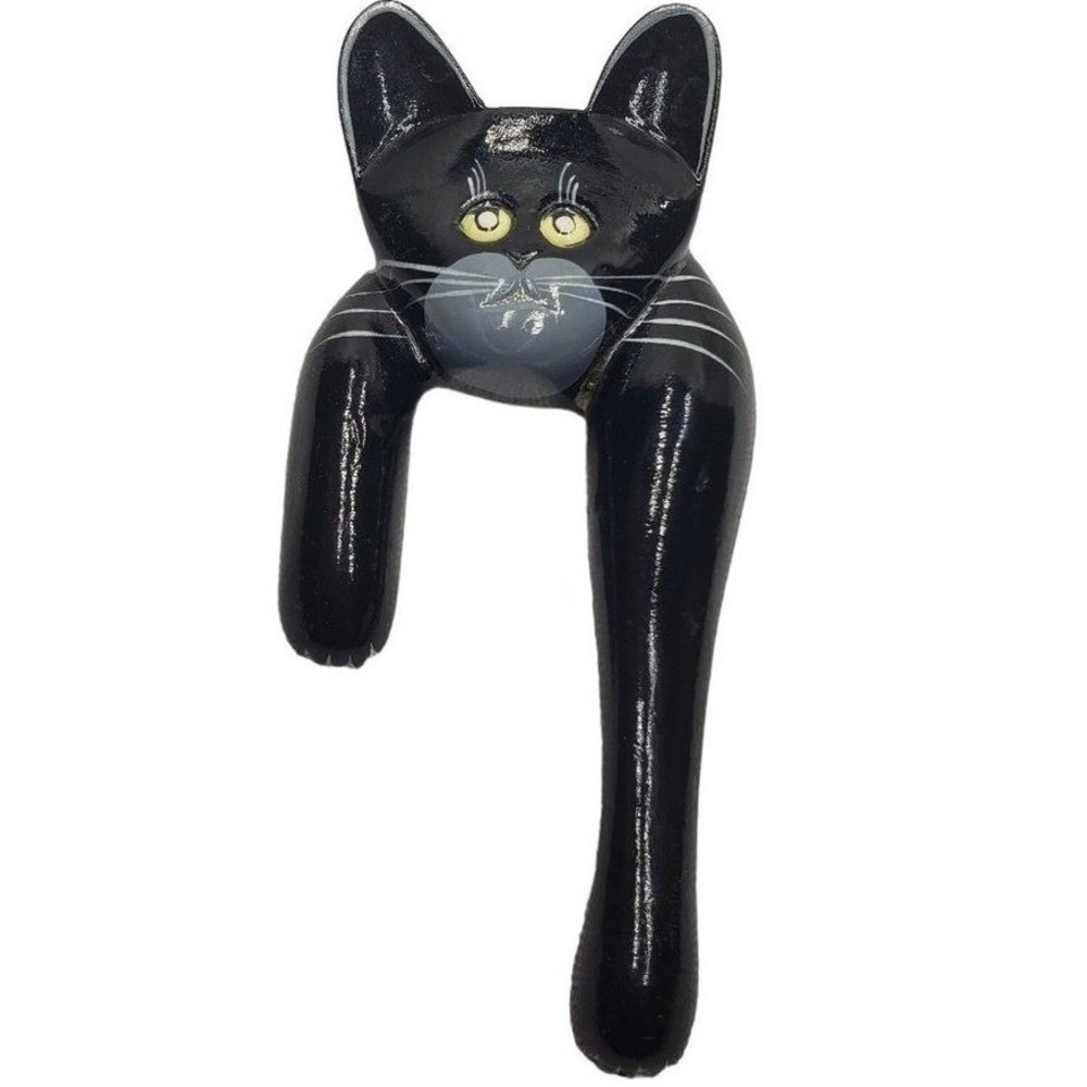 Cat pin wooden Unimpressed‎ annoyed wooden cat hand painted and made black